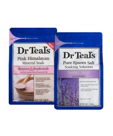 Dr Teal's Epsom Salt Soaking Solution, Lavender and Pink Himalayan, 3 Pound (Pack of 2)