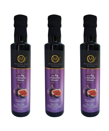 Messolongi Fields | Greek Gourmet Balsamic Vinegar Dressing with Fig |No Preservatives No additives. | 3 x 250ml