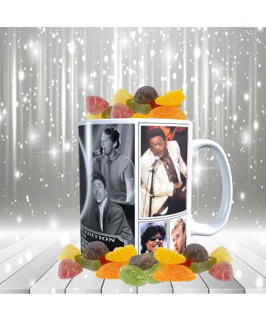 Rock n Roll Greats of 50s & 60s Personalised Music Icon Mug with Choice of Sweets Gift - Buy Online on SooperMarket.com