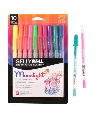 SAKURA Gelly Roll Moonlight 10 Gel Pens - Bold Point Ink Pen for Journaling  Art  or Drawing - Assorted Bright Ink - Bold Line - 10 Pack 10 Count (Pack of 1) Gelly Roll