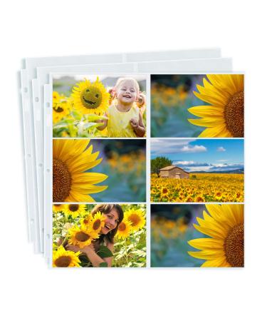Dunwell Photo Album Refill Pages 12x12 - (4x6 Landscape 50 Pack) Holds 600 4x6 Photos 4x6 Photo Sleeves for 3 Ring Binder D-Ring Scrapbook Album 12x12 Archival Quality Page Protectors 12x12 50 Pack 4x6 Landscape