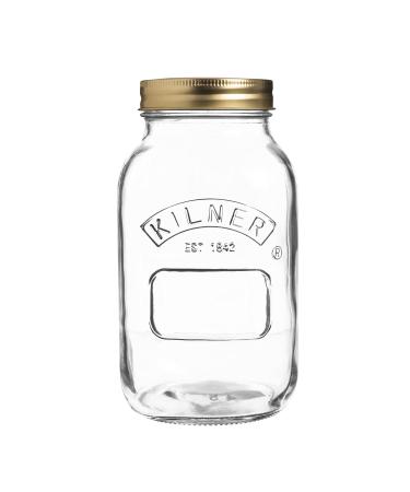 Kilner 1 Litre Round Glass Screw Top Lid Preservation Storage Jar 1 Litre Single