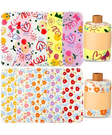 Vitalcozy reusable toilet towels washable bidet towels wipeable paperless towels roll absorbent cotton towels paper towels for kitchen paperless tea towels bright flower