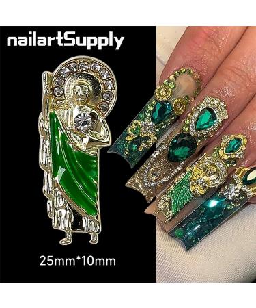 24pcs Religious Nail Charms Kit - San Judas Virgin Mary Cross 3D Nail Gems in Gold and Silver - Buddha Charms and Rhinestones for Nail Art - Buy Online on SooperMarket.com