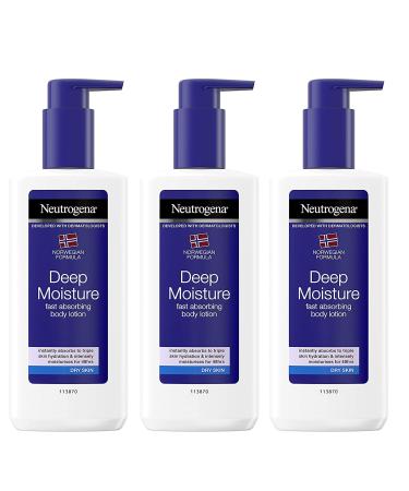 Neutrogena Norwegian Formula Deep Moisture Fast Absorbing Body Lotion for Dry Skin, 8.45 Ounce (Pack of 3) 8.45 Fl Oz (Pack of 3)