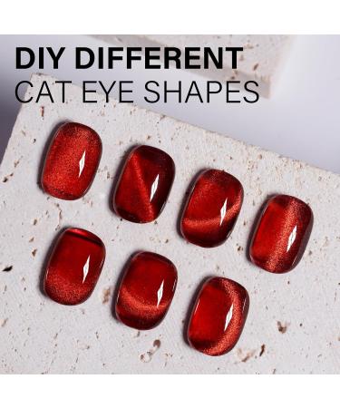 AILLSA Red Cat Eye Gel Polish - Burgundy Glitter & Crystal UV Nail Polish Holographic Reflective Color for DIY Nail Art (0.5 OZ - Buy Online on SooperMarket.com
