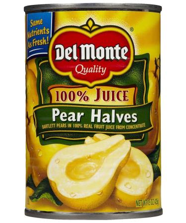 Del Monte Bartlett Pear Halves in 100% Real Fruit Juice, 15 oz, 12 pk