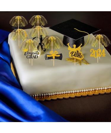 160 Pcs Graduation Firework Cupcake Toppers Set 100 Pcs 9 Inch Gold Foil Frill Firework Toothpicks and 60 Pcs Graduation Glitter Graduation Cupcake Topper for Graduation Party Cake Cocktail Food Fruit - Buy Online on SooperMarket.com