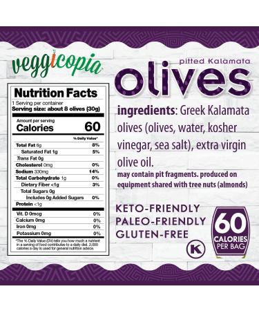 Veggicopia Greek Olives Variety Pack - Whole30 Approved | Keto & Paleo Friendly Snack Olives | Green & Kalamata Olives | 1oz Bags 24-Pack - Buy Online on SooperMarket.com