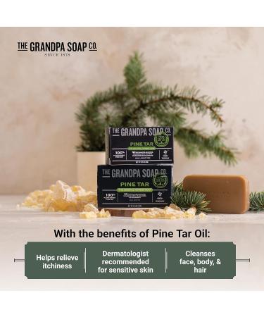 Pine Tar Bar Soap by The Grandpa Soap Company - Vegan 3-in-1 Cleanser, Deodorizer & Moisturizer - 6 Pack 3.25 Oz. Bars - Buy Online on SooperMarket.com