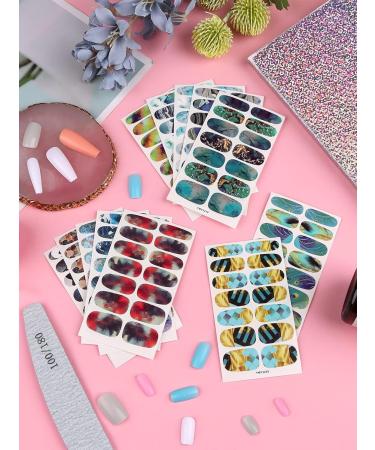 Kalolary Nail Foil Self-Adhesive - 12 Sheets Marble Rages Full Wraps Nail Polish Stickers | Nail Art & DIY Decoration with Nail File - Buy Online on SooperMarket.com