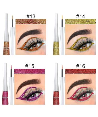 Gireatick 16PCS Liquid Glitter Eyeliner Set - High Pigmented Colors for Brightened Eyes | Waterproof Metallic Shimmer Eyeshadow Kit - Buy Online on SooperMarket.com