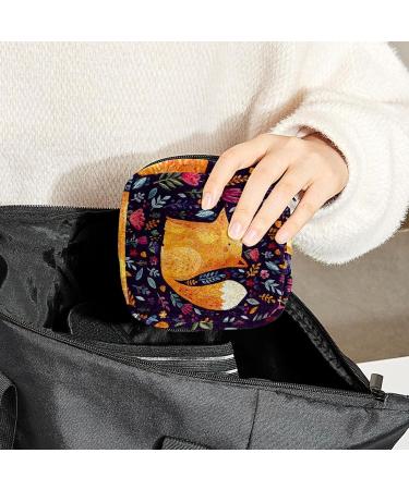 Watercolor Fox Sanitary Napkin Storage Bag - Portable Menstrual Cup Pouch for Women - Multi-colored Design - 1Pc - Buy Online on SooperMarket.com