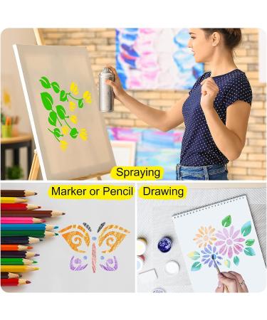 60-Piece Flowering Plants Stencil Set - Reusable DIY Craft Templates for Painting on Wood & Walls | Home Decor Paint Stencils - Buy Online on SooperMarket.com