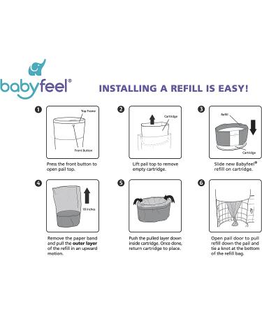 Babyfeel Refills for Dekor Plus Diaper Pails | 4 Pack | 30% Thicker | Odor Elimination | Fresh Powder Scent | Holds up to 2320 Diapers - Buy Online on SooperMarket.com