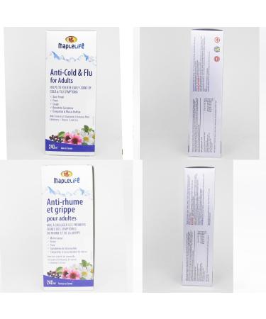 MapleLife Nutrition - Anti Cold and Flu for Adults - Herbal Formula with Extracts of Chamomile Echinacea Elderberry - Vitamin C - Zinc - 240 ml - Buy Online on SooperMarket.com