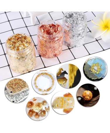 YULIKTOR Gold Foil Flakes for Resin - 15g Metallic Leaf for Nails, Painting, Crafts, Slime & Jewelry Making - 3 Bottles Imitation Gold/Silver/Copper Colors - Buy Online on SooperMarket.com