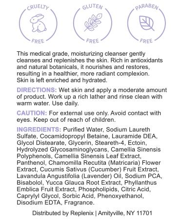 Replenix Antioxidant Hydrating Cleanser 6.7 oz - Medical Grade Anti-Aging Daily Facial Cleanser with Green Tea for Brightening - Buy Online on SooperMarket.com