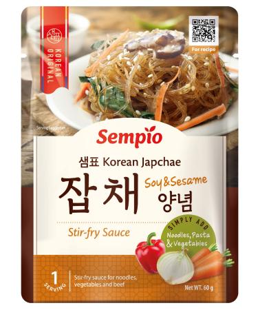 Sempio Japchae Sauce (60g) - Authentic Korean Cuisine at Home. Sweet & Savory Flavor for Stir-Fry Noodles