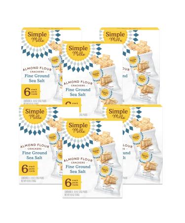 Simple Mills Almond Flour Crackers Fine Ground Sea Salt Snack Packs - Gluten Free Vegan Healthy Snacks 4.9 Ounce (Pack of 6) Fine Ground Sea Salt 4.9 Ounce (Pack of 6)