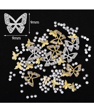 3D Flower Nail Charms 2 Boxes 3D Acrylic Flower Nail Art Metal Butterfly Nail Charms With Nail Gems Half Round Pearls Manicure Y2k Nail Art Accessories for Women Girls - Buy Online on SooperMarket.com