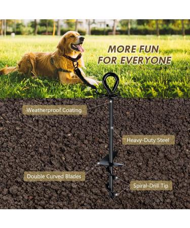 Heavy Duty Dog Tie Out Stake for Outdoor Use Strong Ground Anchor for Large Dogs Up to 150 lbs Perfect for Outdoor Dog Run Yard Camping Gear Beach Accessories Black - Buy Online on SooperMarket.com