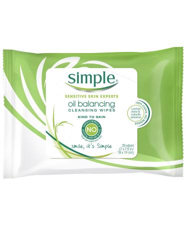 Simple Kind to Skin Facial Care Oil Balancing Wipes 25 count