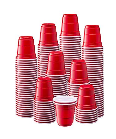 Comfy Package 300 Count 2 oz. Mini Plastic Shot Glasses - Red Disposable Jello Shot Cups