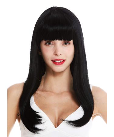 WIG ME UP - MA116-1 wig ladies women's wig long straight bangs black retro look 50s