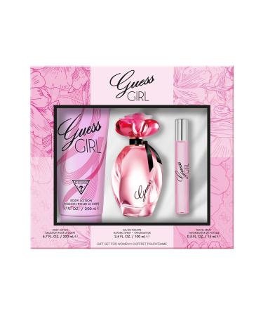 GUESS Girl Eau de Toilette 3 Piece Gift Set - Perfume Spray 3.4 Fl. Oz. Travel Spray 0.5 Fl. Oz. & Body Lotion 6.7 Fl. Oz 3.4 Fl Oz (Pack of 1)