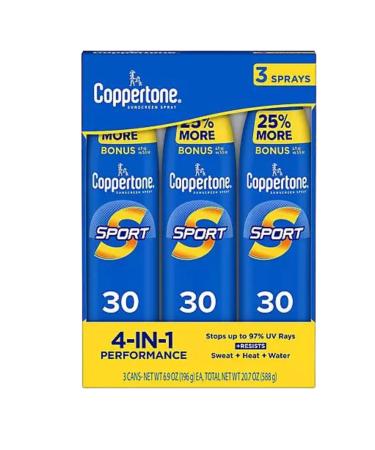 Coppertone Sport Broad-Spectrum SPF 30 Sunscreen Spray  3 pk./6.9 oz