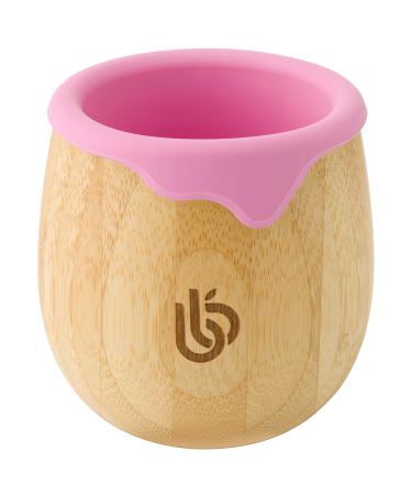 Bamboo Baby and Toddler Sippy Cup - 150ml Eco-Friendly Dinky Cup with Cute Silicone Drip Rim for Teeth and Gum Protection - Ideal Toddler Transition Cup (Pink)