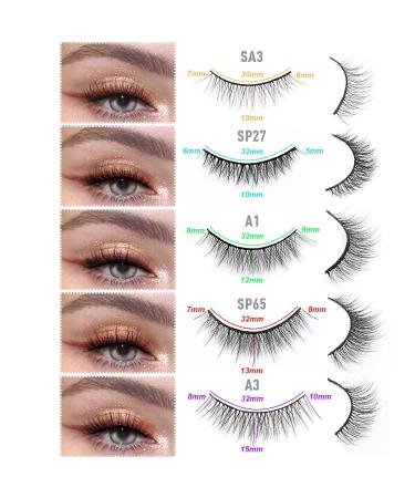 10 Styles Variety Pack Faux Mink Lashes 12mm-14mm - 10 Pairs Natural Look False Eyelashes - Handmade, Reusable, 3D Wispies for Small Faces - EMEDA - Buy Online on SooperMarket.com