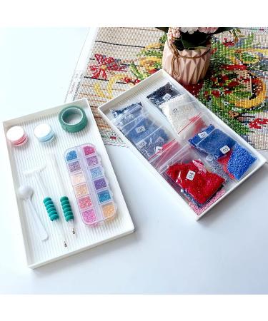 2 pcs 10x6 inch Diamond Painting Tray Organizer - Extra Large Plastic Trays for Beads & Diamond Art Accessories - DIY Gem Art Craft Tools - White (2 Trays 1 Spoon) - Buy Online on SooperMarket.com
