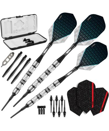 Viper Diamond 90% Tungsten Soft Tip Darts with Storage/Travel Case 18-Gram Black Rings and Flights