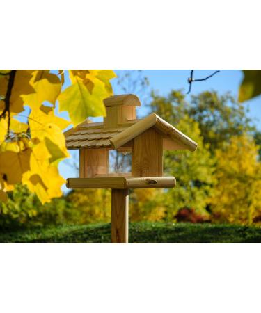 Dobar 21277E Large Bird Feeder Solid Wood Bird House with Shingle Roof Premium Bird Feeding Station for Container Montage 38x38x30 cm - Buy Online on SooperMarket.com
