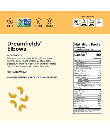 Dreamfields Healthy Pasta Living Elbows 13.25oz (Pack of 6) - Low Carb, High Fiber Pasta Option - Buy Online on SooperMarket.com