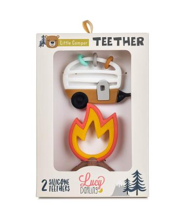 Lucy Darling Little Camper Baby Teething Toy - BPA Free Silicone Chew Toy for 0-6 & 0-12 Months - Soothes Gums, 2-in-1 Pacifier & Teether - Buy Online on SooperMarket.com