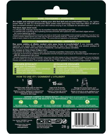 Garnier Moisture Bomb Purifying Sheet Mask with Hyaluronic Acid and Charcoal 6 Pack 6 x 28 g - Buy Online on SooperMarket.com