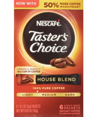 Nescafe Tasters Choice House Blend Instant Coffee 6 Single Serve Sachets 18g