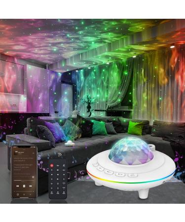 Mycket Star Projector Galaxy Projector Light LED Night Light Lamp Night Light Projector with Remote 360 Rotating Sleep Soothing Colors Changing Music Bluetooth Speaker Timer for Kids(White)