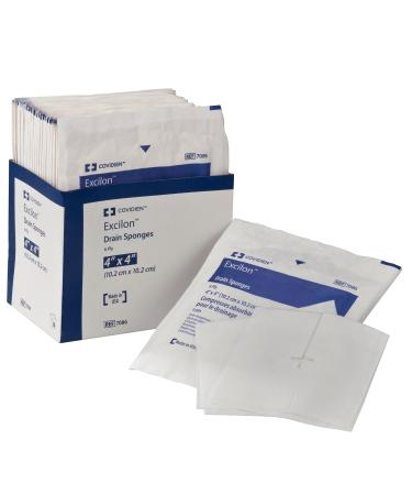 Covidien 7086 Excilon Drain Sponge, Sterile 2's in Peel-Back Package, 4" x 4", 6-ply (Pack of 50) - 1 box