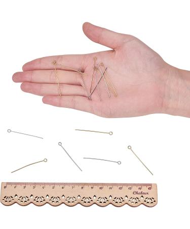 PandaHall 160pcs 40mm 304 Stainless Steel Head Pins 21 Gauge Open Eye Pins for Jewelry Making - Golden/Silver - Buy Online on SooperMarket.com