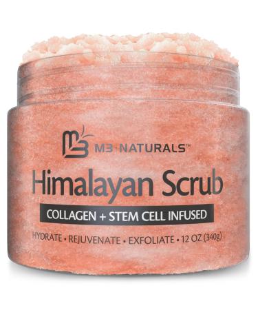 Himalayan Salt Foot and Body Scrub Infused with Collagen and Stem Cell Natural Exfoliating Salt Scrub for Toning Skin Cellulite Deep Cleansing Scars Wrinkles Exfoliate and Moisturize Skin Exfoliate Absorbs Nutrients by M3 Naturals