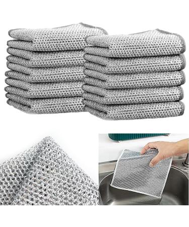 Wipes-Shiny Wire Anti-scratch Cleaning cloth double-layer wire-sparking loose protects sensitive surfaces from scratches steel wire cleaning cloth towel for kitchen (10PCs)