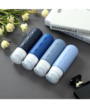 Gemice Silicone Travel Bottles - 4 Pack Leak-Proof Refillable Portable Containers for Lotions Shampoos & Toiletries (90ml) - Navy - Buy Online on SooperMarket.com