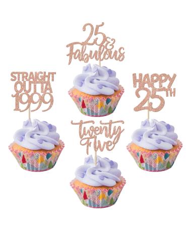 24 Pieces 25th Birthday Cake Toppers Straight Outta 1998 Cupcake Toppers Twenty-five Awesome Since 1998 Cupcake Picks 25 Fabulous Cake Decorations for 25th Birthday Anniversary Party Rose Gold 25th Rose Gold