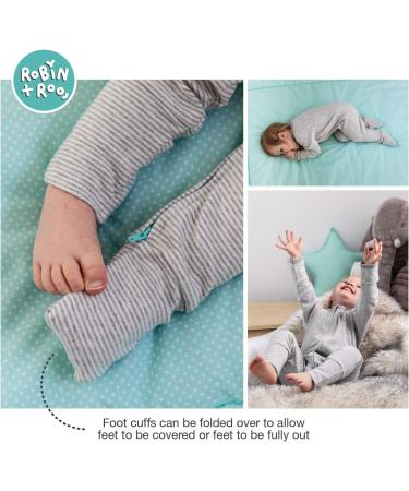 100% Cotton Two-Way Zipper Baby Sleepsuit Unisex Onesie Romper | Footless & Fold Over Cuffs | 3-6 Months | Grey, White, Mint Green - Buy Online on SooperMarket.com