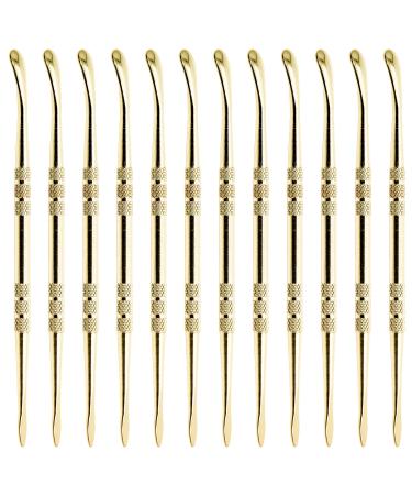 Harskiyer 12pcs Wax Carving Tools, 4.75 Inch Stainless Steel Double-Ended Sculpting Spoon Tool Clay Sculpting Tools Wax Carving Sculpting Tools (Golden) 12 gold