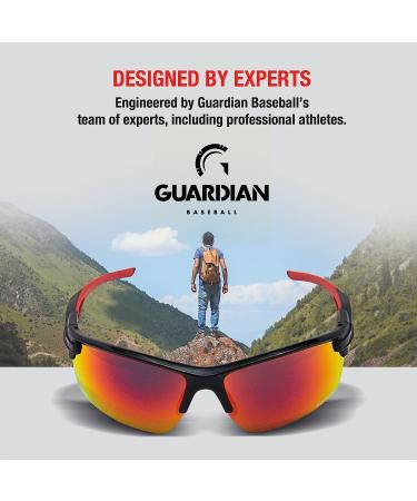 Guardian Baseball Sunglasses | Sports Sunglasses for Men, Women, and Youth | Ideal for Cycling, Running, Boating | Black/Red - Buy Online on SooperMarket.com
